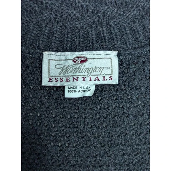 L/XL Vintage Worthington Essentials Black Sweater Vest Button Waist Acrylic Made - Picture 4 of 7